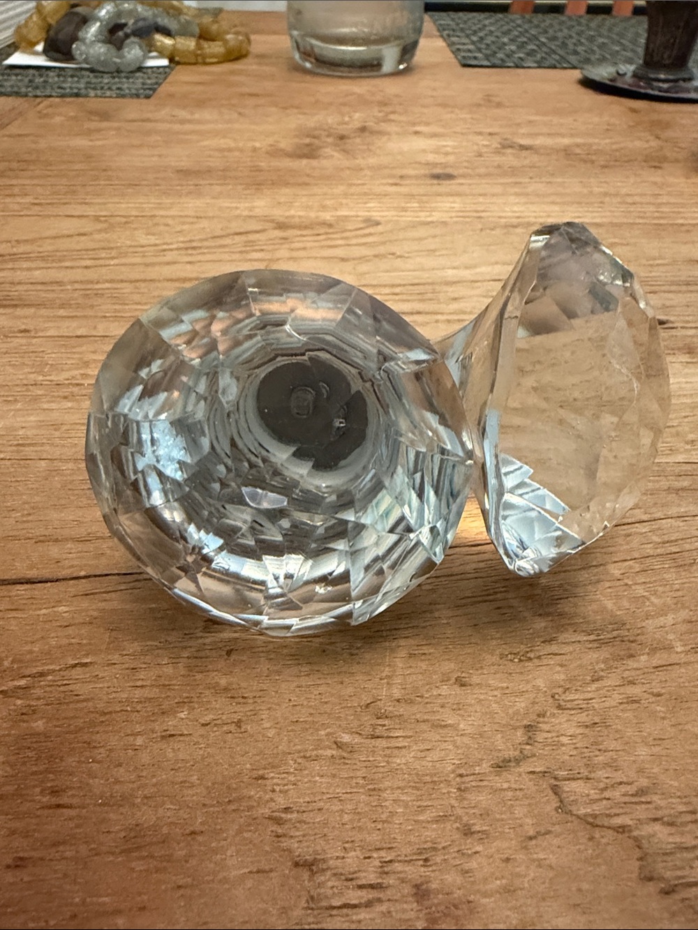 Vintage Crystal Glass Faceted Door Knob Pair